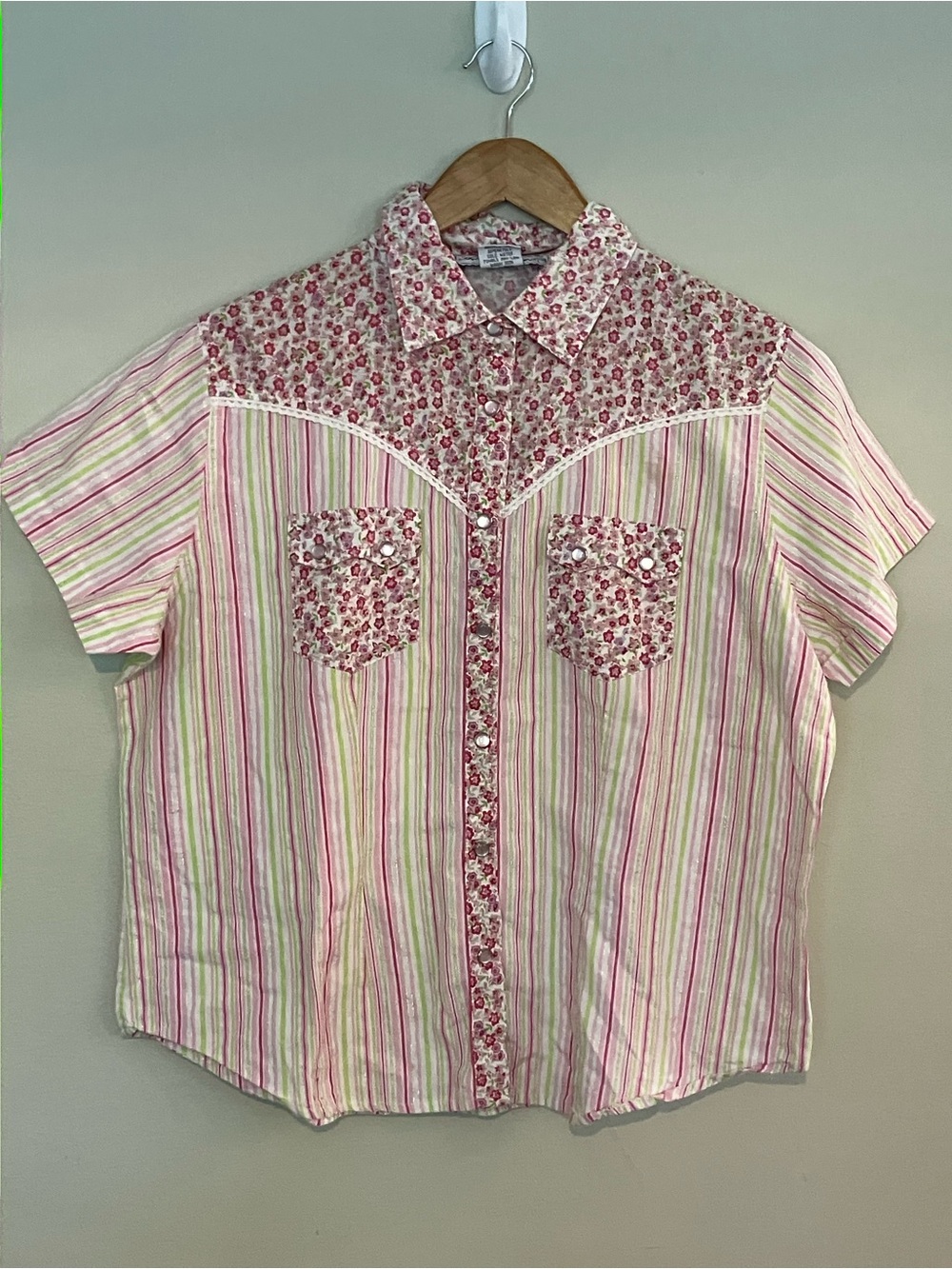 Vintage Adobe Rose Short Sleeve Button Up Shirt
